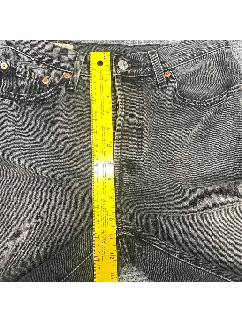 Levi's 501 Button Fly Jeans Mens 28x29 Black Fade Denim Straight Leg Premium